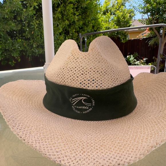 Hawaiian Headwear Accessories - Hawaiian Headwear Straw Sunhat W/ Green Scarf Headband